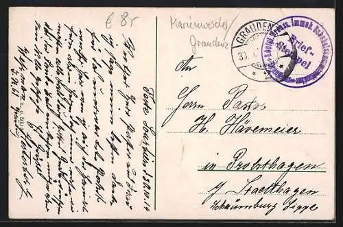 AK Graudenz, Evang. Garnisonkirche und Krieger-Denkmal