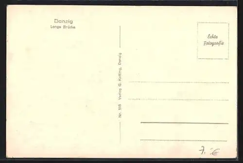 AK Danzig, Lange Brücke, Dampfer am Anleger, Krantor
