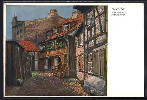Künstler-AK Danzig, Kanzelhaus, Nonnenhof