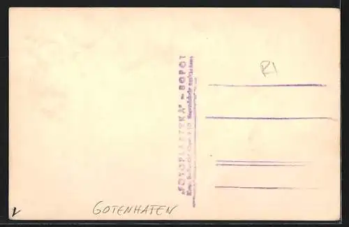 AK Gotenhafen, Ul. Swietojanska mit Kirche