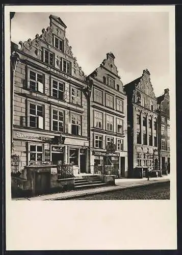 AK Elbing, Brückstrasse Nr. 17 und 18 um 1600, Nr. 19 um 1650, Adler-Apotheke