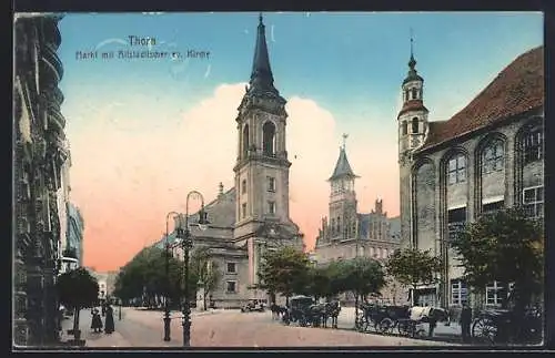 AK Thorn, Markt mit Altstädtischer evangelischer Kirche