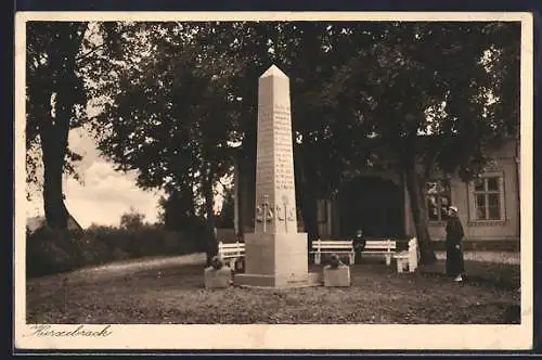 AK Kurzebrack, Obelisk Eiserner Peter, 1814 errichtet zur Erinnerung an den Weichseldeich-Bruch bei Rathsweide 1813