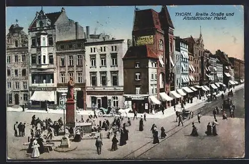 AK Thorn, Breite Strasse und Altstädtischer Markt
