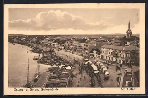 AK Swinemünde, Ortsansicht und Hafen aus der Vogelschau