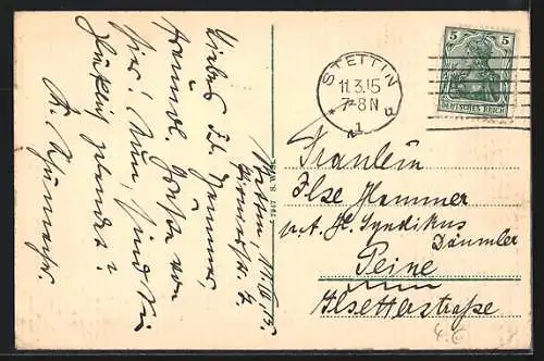 AK Stettin, Rathaus mit Manzelbrunnen