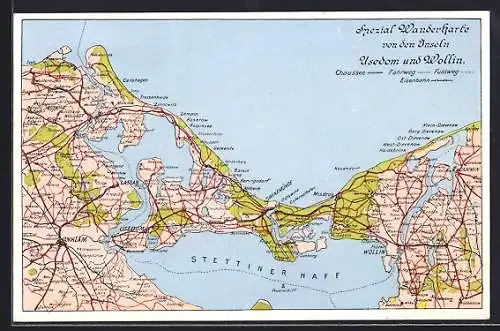 AK Wollin, Misdroy und Umgebung, Landkarte