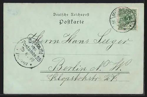 Mondschein-AK Misdroy, Strandhotel, Strand mit Segelbooten und Ruderbooten