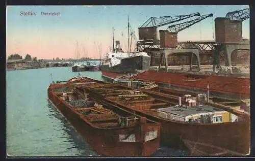 AK Stettin, Dunzigkai, Hafen