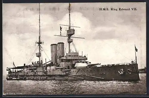 AK HMS King Edward VII auf See