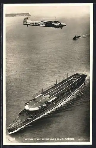 AK Military Plane flying over HMS Furious