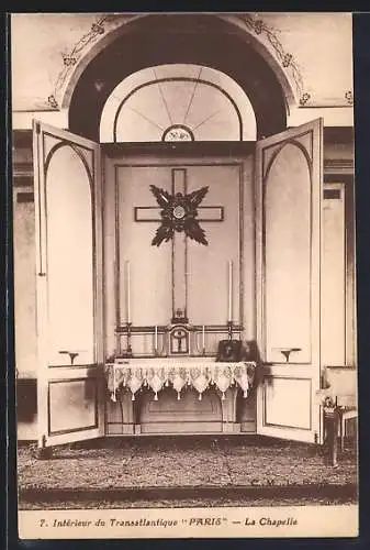 AK Innenansicht der Kapelle im Passagierschiffs Paris