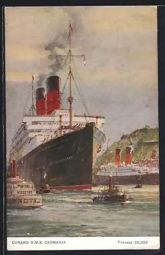 AK Cunard RMS Carmania auf See