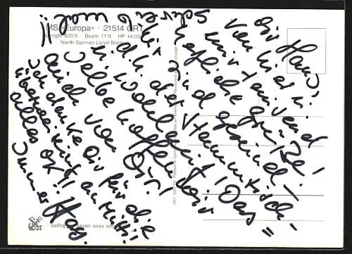 AK Passagierschiff MS Europa auf hoher See