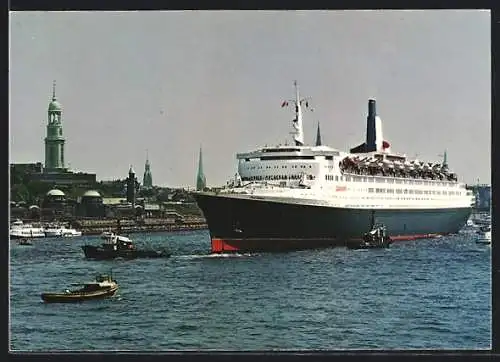 AK Hamburg, Queen Elizabeth 2 im Hafen