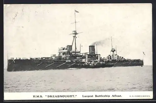 AK HMS Dreadnought auf See