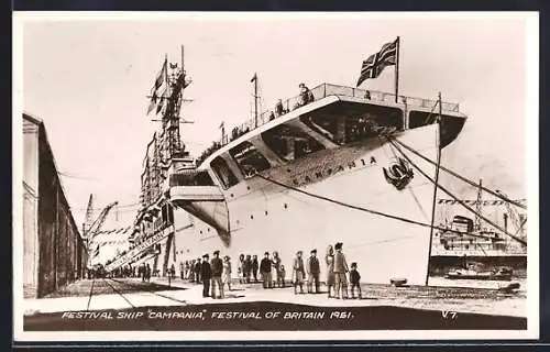 AK Festival of Britain 1951, Festival Ship Campania, Flugzeugträger