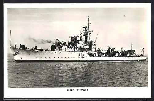 AK Kriegsschiff H.M.S. Tumult bei stiller See