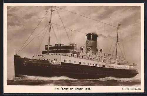 AK TS Lady of Mann bei voller Fahrt, Passagierschiff