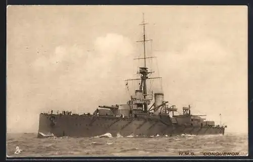 AK HMS Conqueror in Fahrt