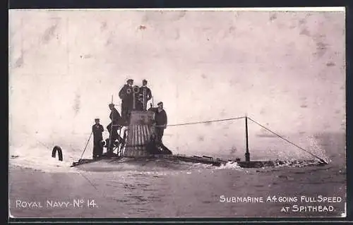 AK Spithead, Submarine A 4 going Full Speed, U-Boot