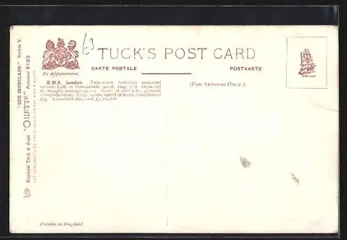 Künstler-AK H.M.S. London, britisches Kriegsschiff