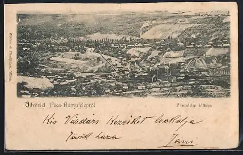 AK Pecs, Ortsansicht aus der Vogelschau