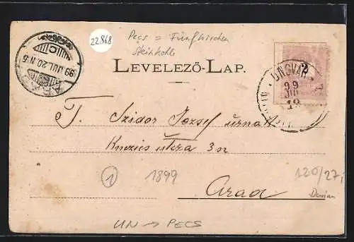 AK Pecs, Ortsansicht aus der Vogelschau