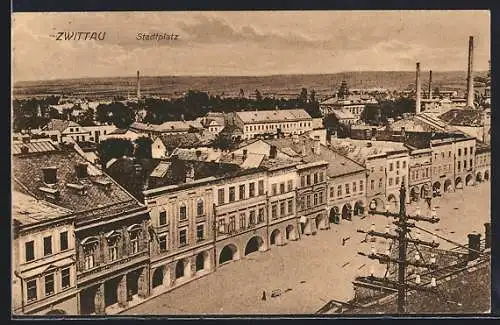 AK Zwittau, Blick auf den Stadtplatz