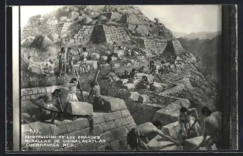 Künstler-AK Chimalacatlan, Bau der antiken Stadt
