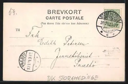 AK Storeheidinge, Küstenpartie mit Kirche