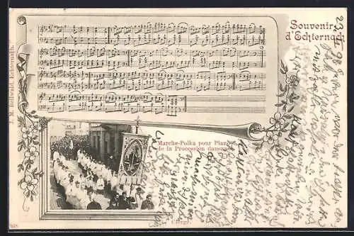 AK Echternach, Clergé, Marche-Polka pour Piano de la Procession dansant