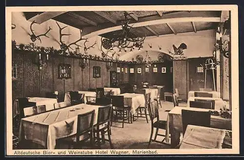 AK Marienbad, Hotel Wagner, Innenansicht der Altdeutschen Bier- und Weinstube
