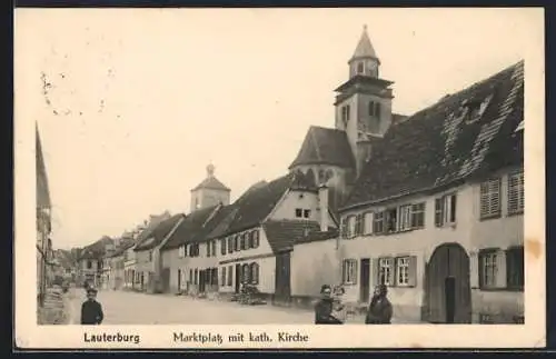 AK Lauterburg, Marktplatz mit kath. Kirche