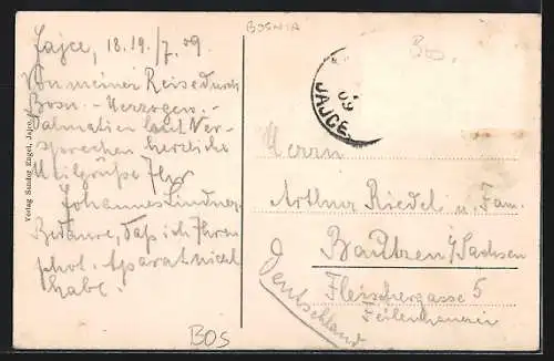 AK Jajce, Strassenpartie mit Frauen in Trachten