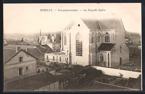 AK Romilly, Vue panoramique, La Nouvelle Église