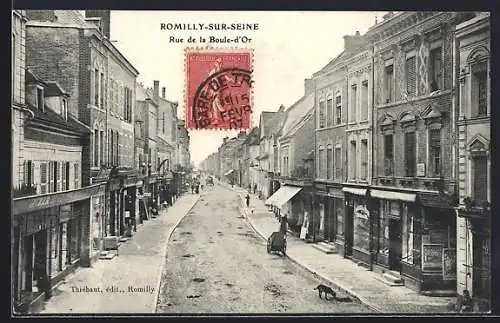 AK Romilly-sur-Seine, Rue de la Boule-d`Or animée avec boutiques et passants