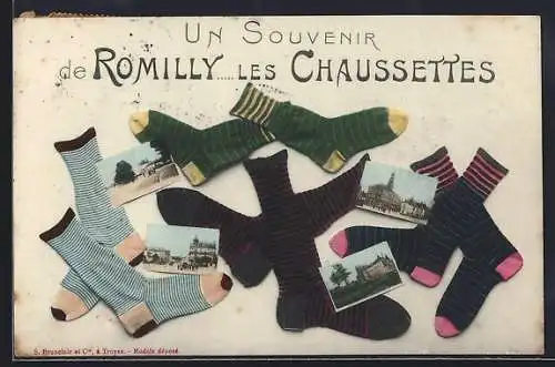 AK Romilly, Les Chaussettes avec cartes postales intégrées