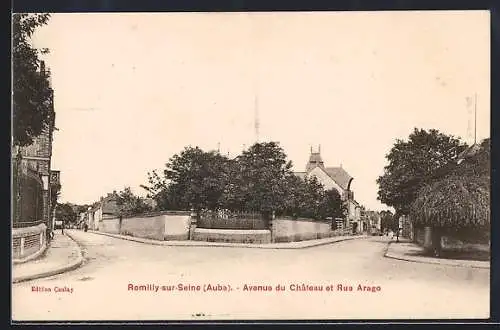 AK Romilly-sur-Seine, Avenue du Château et Rue Arago