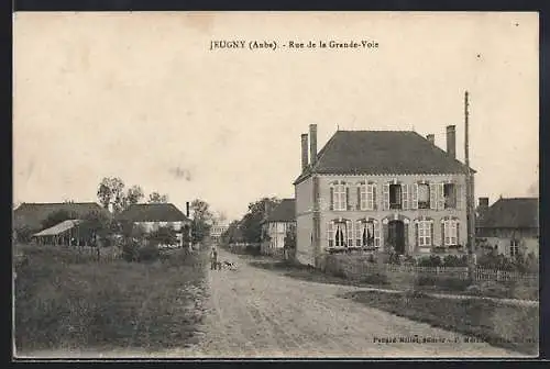 AK Jeugny, Rue de la Grande-Voie avec maisons et chemin rural