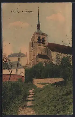 AK Ervy, La Poterne et l`église en arrière-plan