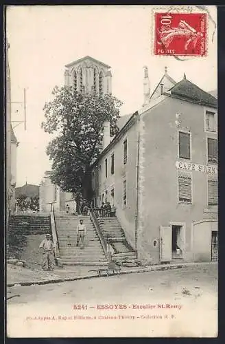 AK Essoyes, Escalier St-Remy et Café Sirem