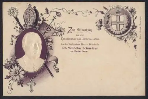 Künstler-AK Paderborn, Erinnerung an die Konsekration und Inthronisation des Herrn Bischofs Dr. Wilhelm Schneider