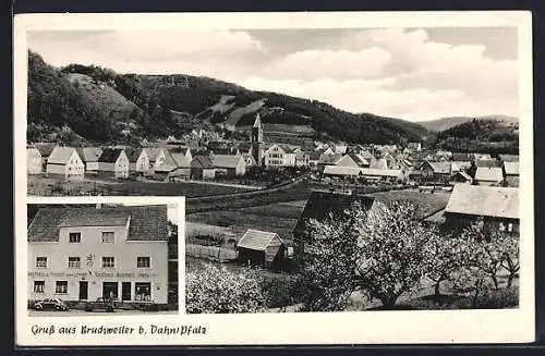 AK Bruchweiler /Pfalz, Ortsansicht mit Gasthaus und Pension Zum Löwen