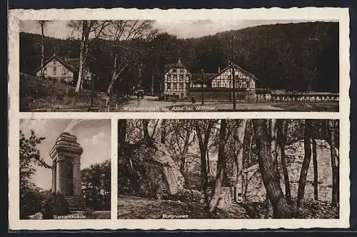 AK Wittmar, Bismarcksäule, Waldwirtschaft zur Asse, Burgruinen