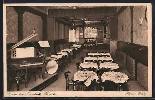 AK Berlin, Kaffee Petrick G. Juliusberger, Neue Königstr. 4, Innenansicht Mocca.-Diele, mit Flügel