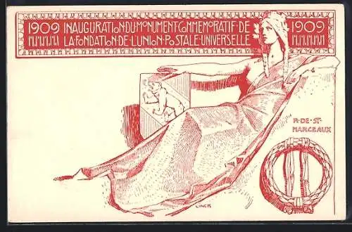 AK Inauguration du Monument com Memoratif de la Fondation l`union Postale Universelle 1909 Schweiz