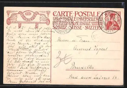 AK Inauguration du Monument com Memoratif de la Fondation l`union Postale Universelle 1909 Schweiz