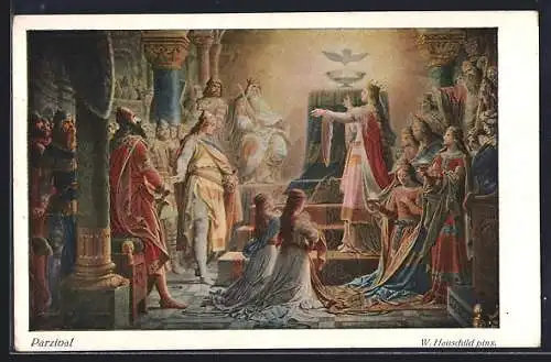 Künstler-AK W. Hauschild: Parzival in der Gralsburg Munsalvaesche