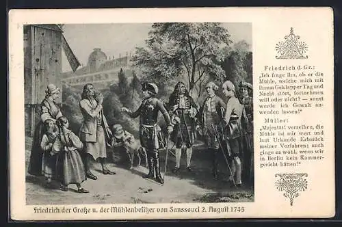 AK König Friedrich II. (der Grosse) und der Mühlenbesitzer von Sanssouci